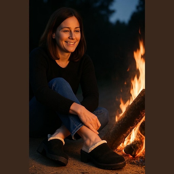 Koolaburra Shoes - Ugg Mule Sherpa Lined‎ Clogs Black Suede Size 9